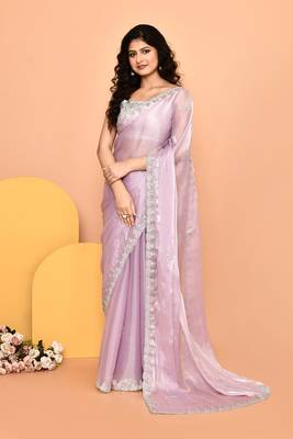 Alluring violet color designer handwork saree 2