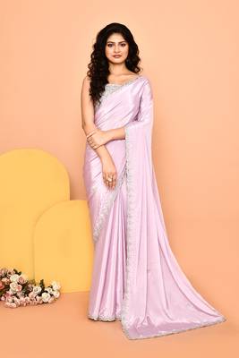 Alluring pink color designer handwork saree 1