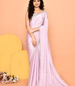 Alluring pink color designer handwork saree