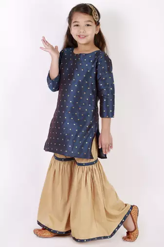  girls' jacquard kurta with sharara set