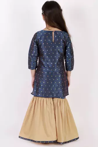  girls' jacquard kurta with sharara set