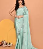 Alluring green color designer handwork saree