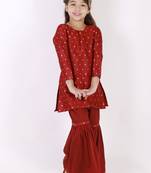 girls' jacquard kurta with sharara set
