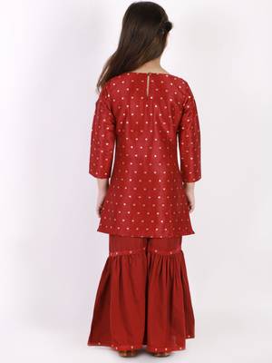  girls' jacquard kurta with sharara set 3