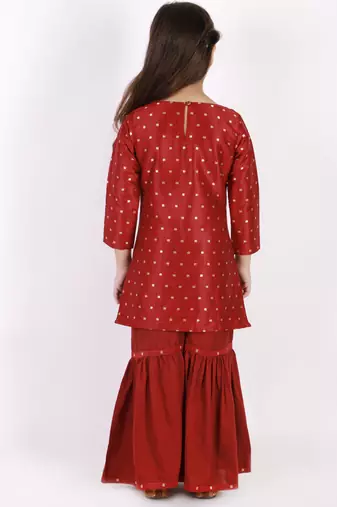  girls' jacquard kurta with sharara set