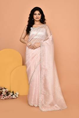 Alluring pink color designer handwork saree 1
