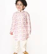 infant  multicolored-base-white cotton blend kurta
