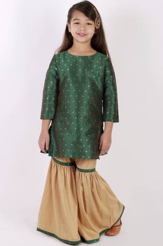  girls' jacquard kurta with sharara set