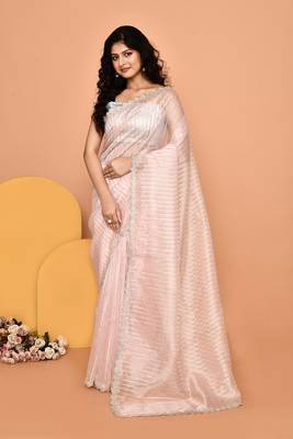 Alluring pink color designer handwork saree 2