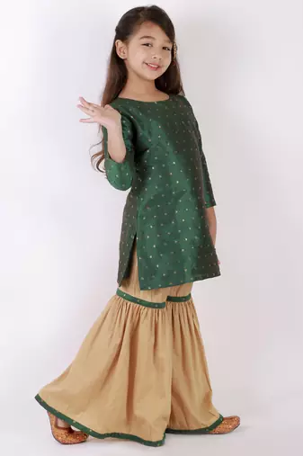  girls' jacquard kurta with sharara set