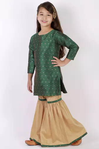  girls' jacquard kurta with sharara set