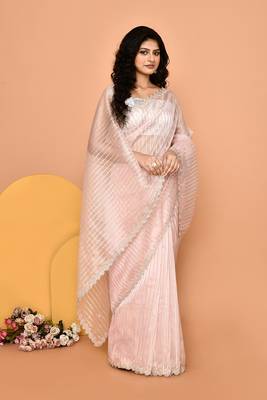 Alluring pink color designer handwork saree 4