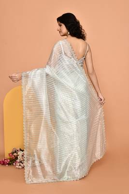 Alluring silver & blue color designer handwork saree 3