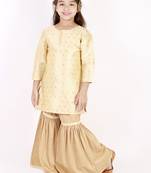 girls' jacquard kurta with sharara set