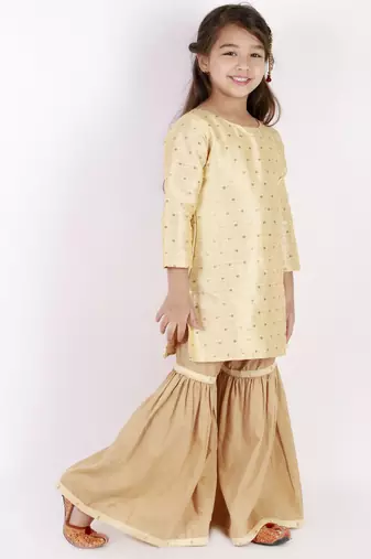  girls' jacquard kurta with sharara set