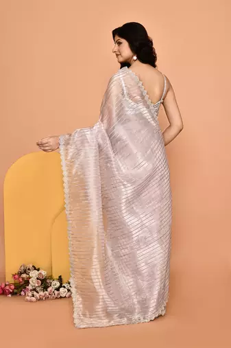 Alluring lavender color designer handwork saree