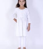 girls' chikankari cotton kurta and leggings set