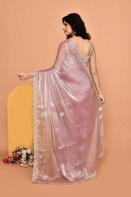 Alluring pink color designer handwork saree 3