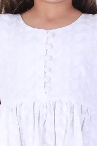  girls' chikankari cotton kurta and leggings set