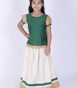 girls' green and cream lehenga set