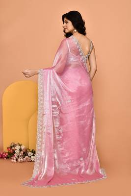 Alluring pink color designer handwork saree 3