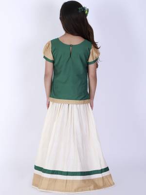  girls' green and cream lehenga set 3