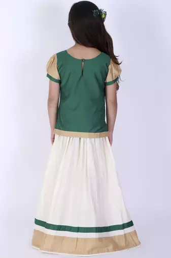  girls' green and cream lehenga set