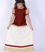  girls' maroon and cream lehenga set