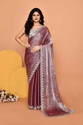 Alluring fawn color designer handwork saree 1
