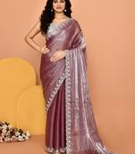 Alluring fawn color designer handwork saree