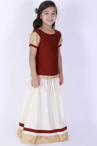  girls' maroon and cream lehenga set