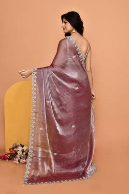 Alluring fawn color designer handwork saree 3