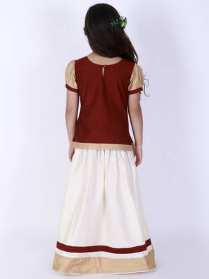  girls' maroon and cream lehenga set 3