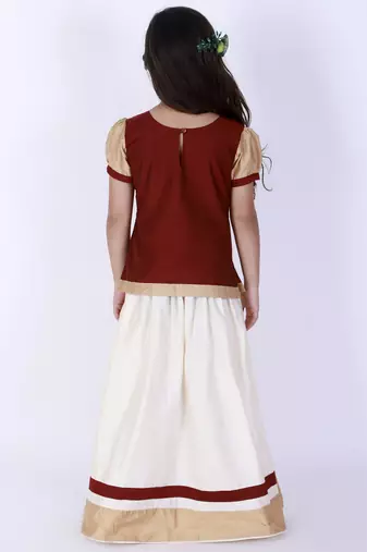  girls' maroon and cream lehenga set