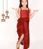  girls' maroon lehenga set