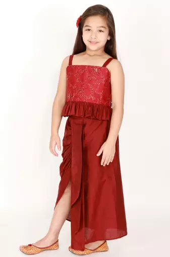  girls' maroon lehenga set