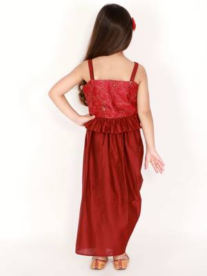  girls' maroon lehenga set 3