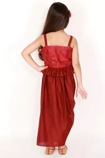  girls' maroon lehenga set