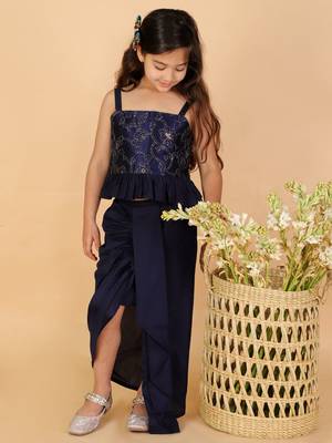  girls' navy blue lehenga set 1