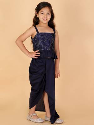 girls' navy blue lehenga set 2