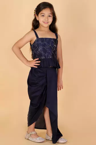  girls' navy blue lehenga set