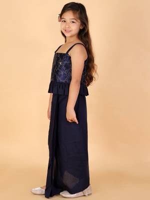  girls' navy blue lehenga set 3