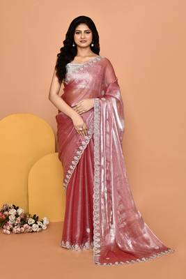 Mesmerizing pink color designer handwork saree 1