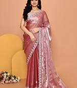 Mesmerizing pink color designer handwork saree