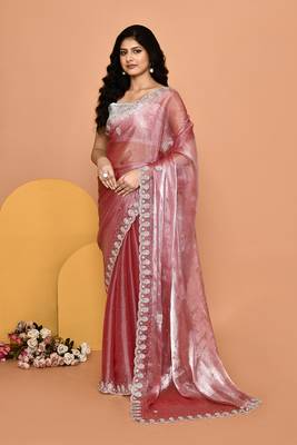 Mesmerizing pink color designer handwork saree 2