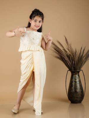  girls' cream lehenga set 1