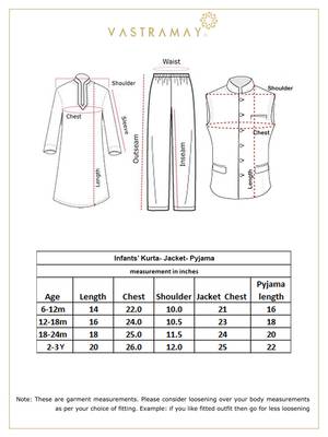  infant  cream and black silk blend jacket, kurta and pyjama set 5