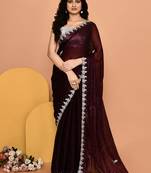 Mesmerizing wine color designer handwork saree