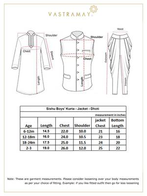  infant  rose gold, persian blue and maroon silk blend jacket, kurta and dhoti set 5