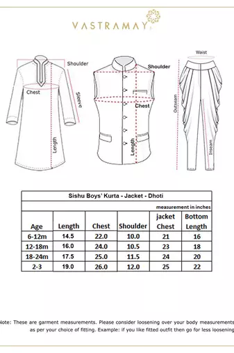  infant  rose gold, persian blue and maroon silk blend jacket, kurta and dhoti set